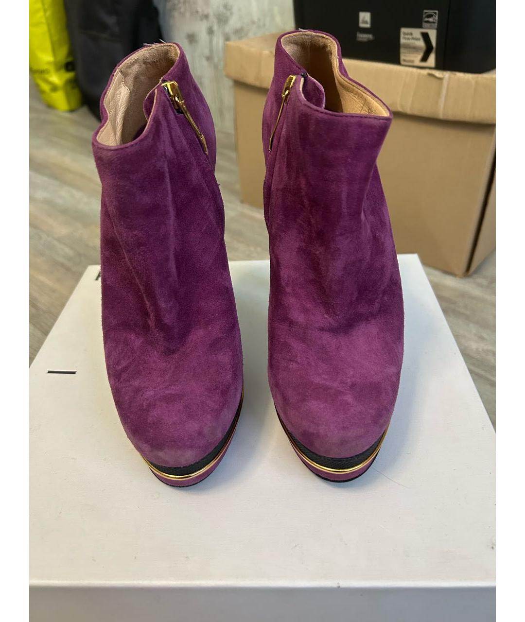 GIAN MARCO LORENZI Фиолетовые замшевые ботильоны, фото 2