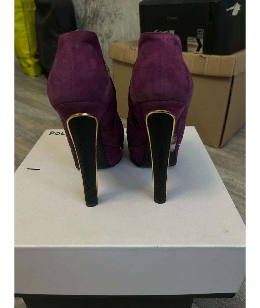 GIAN MARCO LORENZI Фиолетовые замшевые ботильоны, фото 4