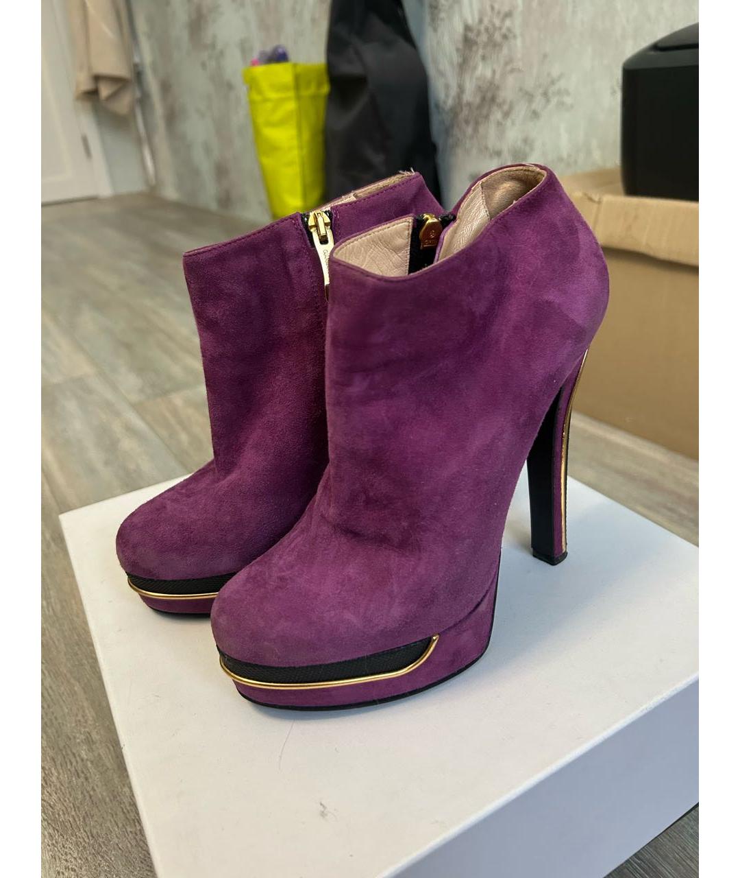 GIAN MARCO LORENZI Фиолетовые замшевые ботильоны, фото 5