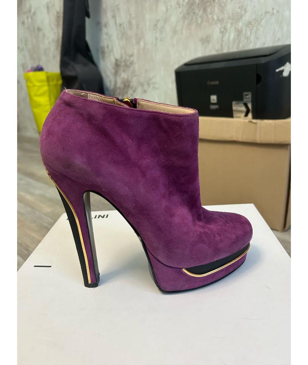 GIAN MARCO LORENZI Фиолетовые замшевые ботильоны, фото 9