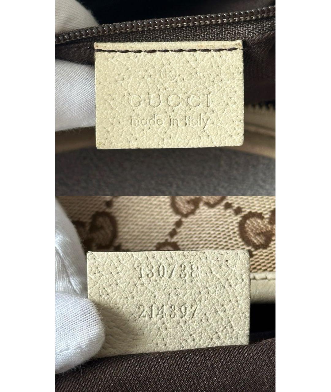 GUCCI Бежевая тканевая сумка с короткими ручками, фото 8