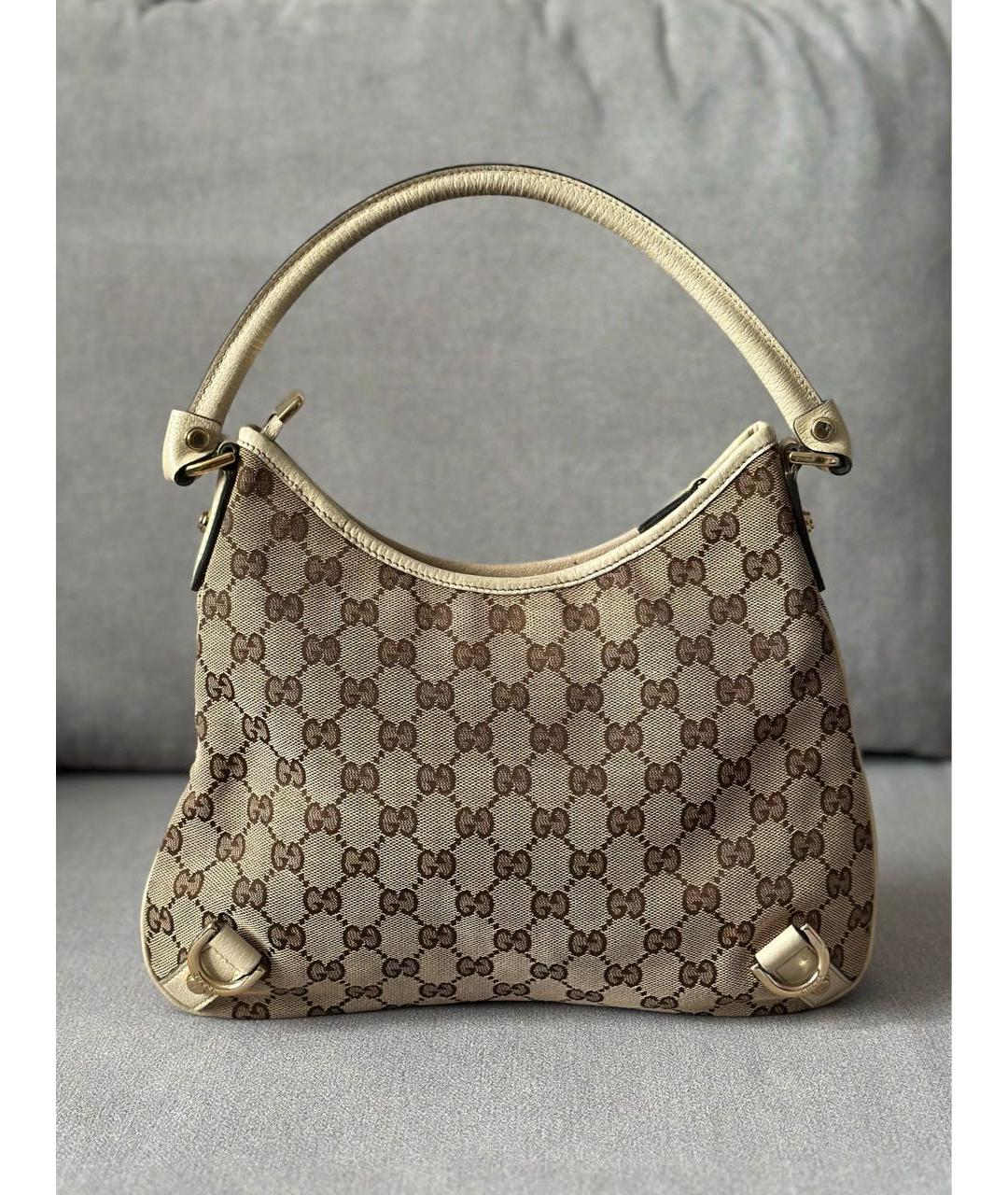 GUCCI Бежевая тканевая сумка с короткими ручками, фото 3