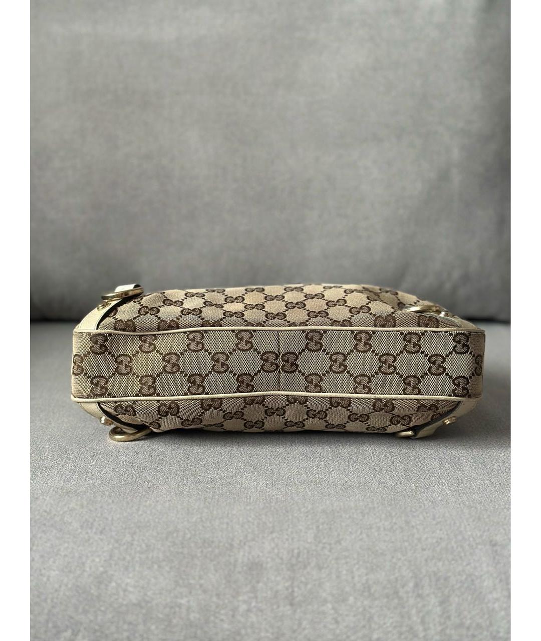 GUCCI Бежевая тканевая сумка с короткими ручками, фото 4