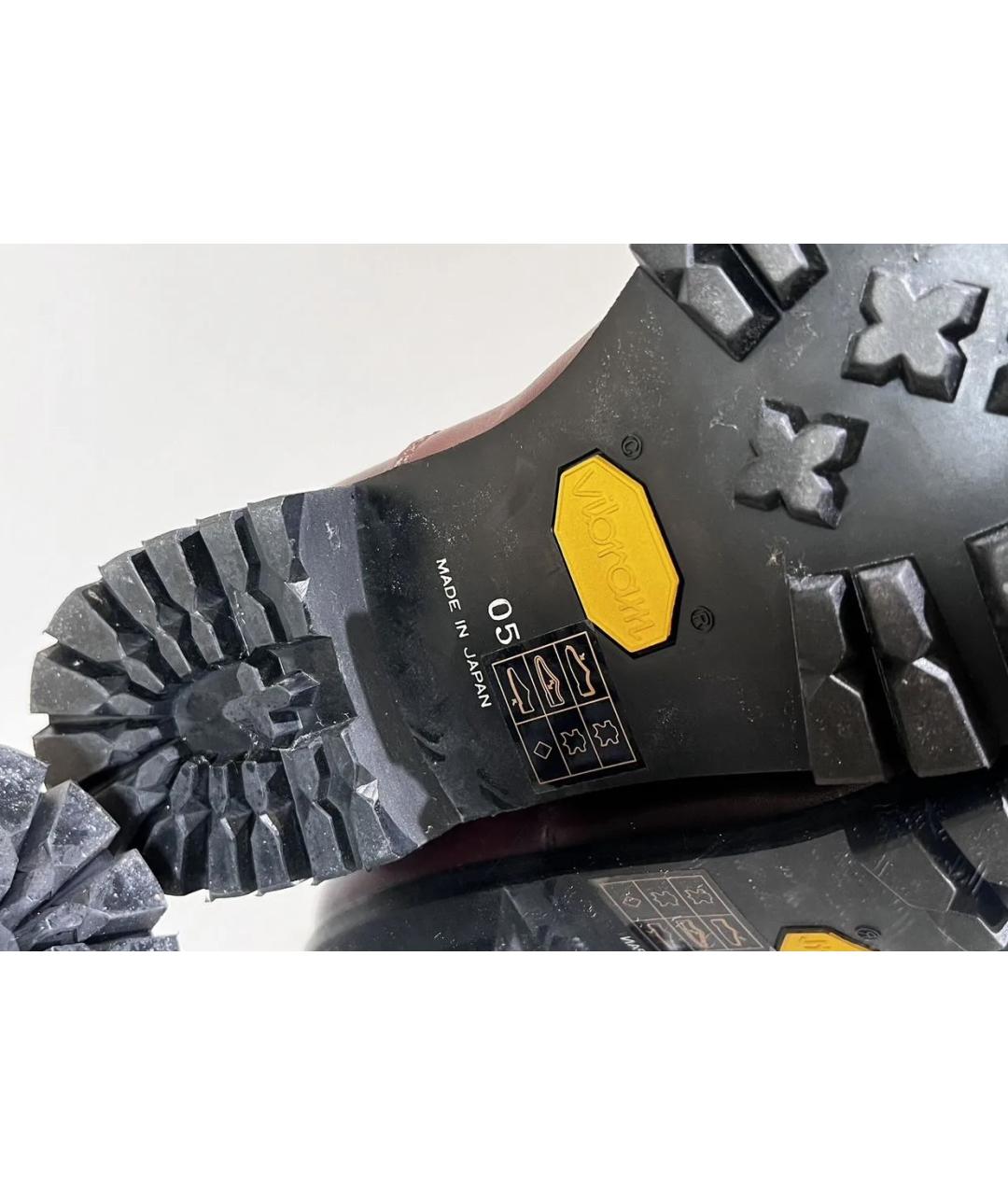 YOHJI YAMAMOTO Бордовые кожаные высокие ботинки, фото 5