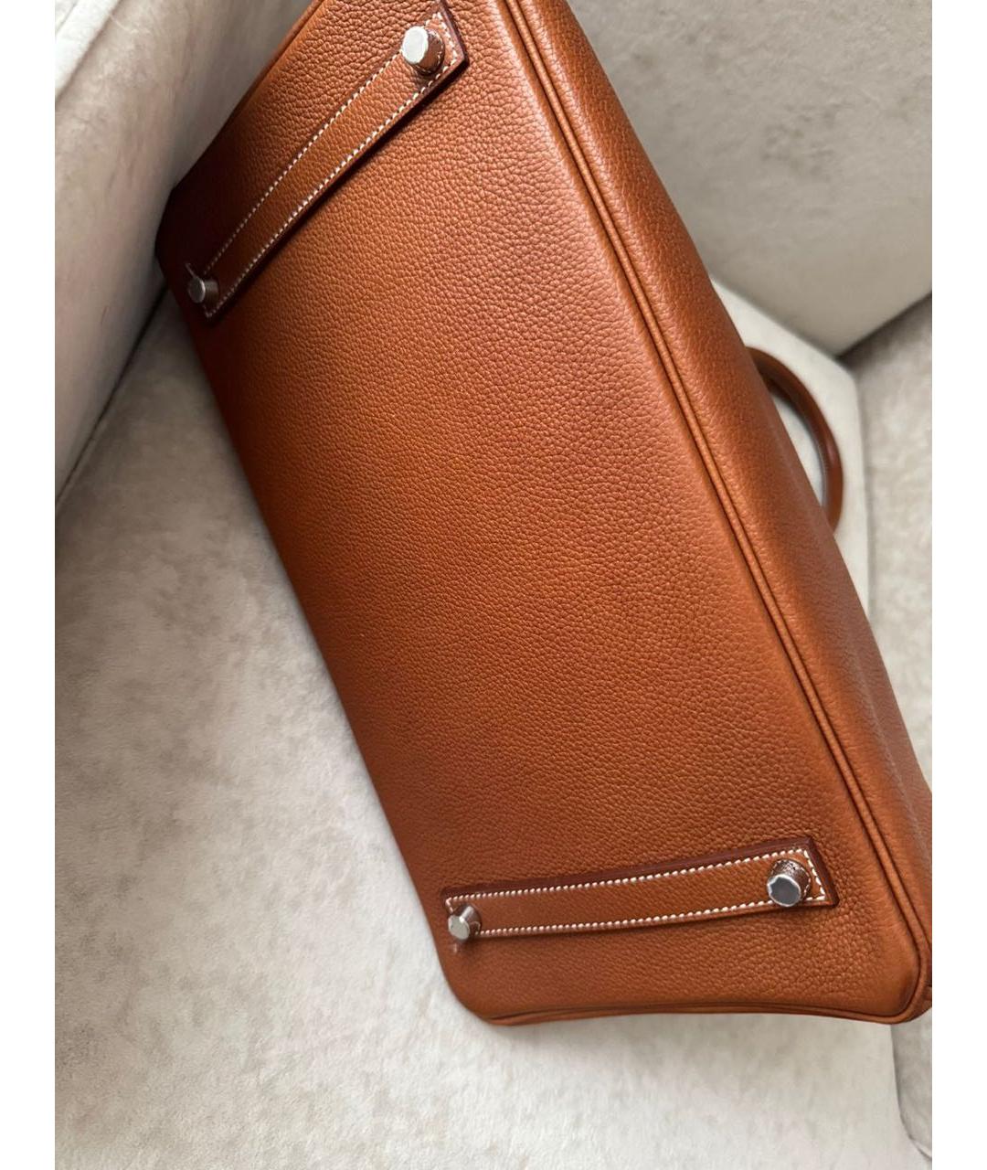 HERMES Коричневая кожаная сумка с короткими ручками, фото 8
