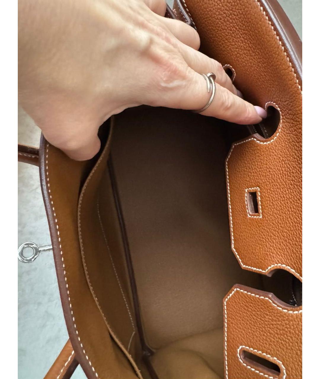 HERMES Коричневая кожаная сумка с короткими ручками, фото 4