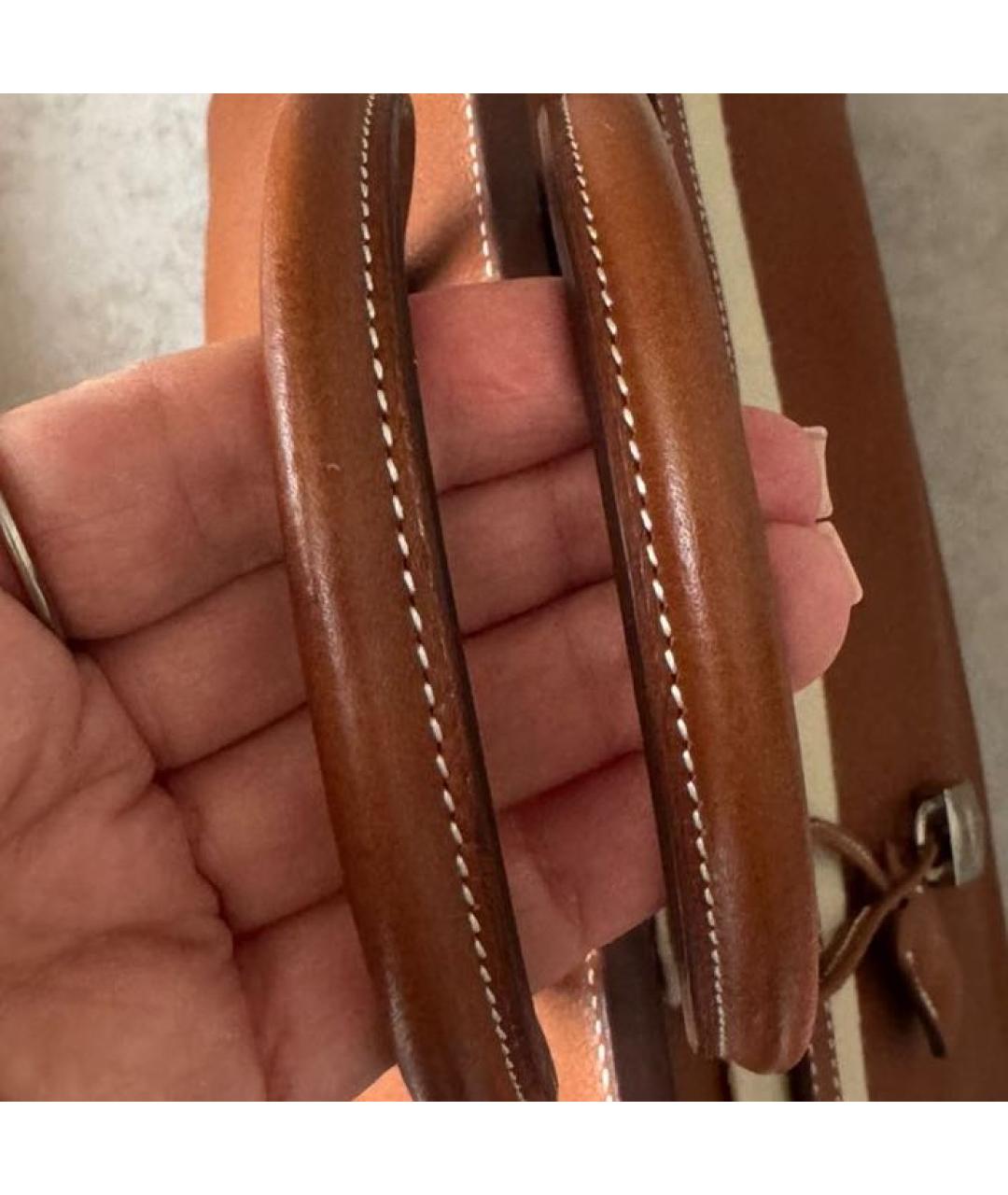 HERMES Коричневая кожаная сумка с короткими ручками, фото 7