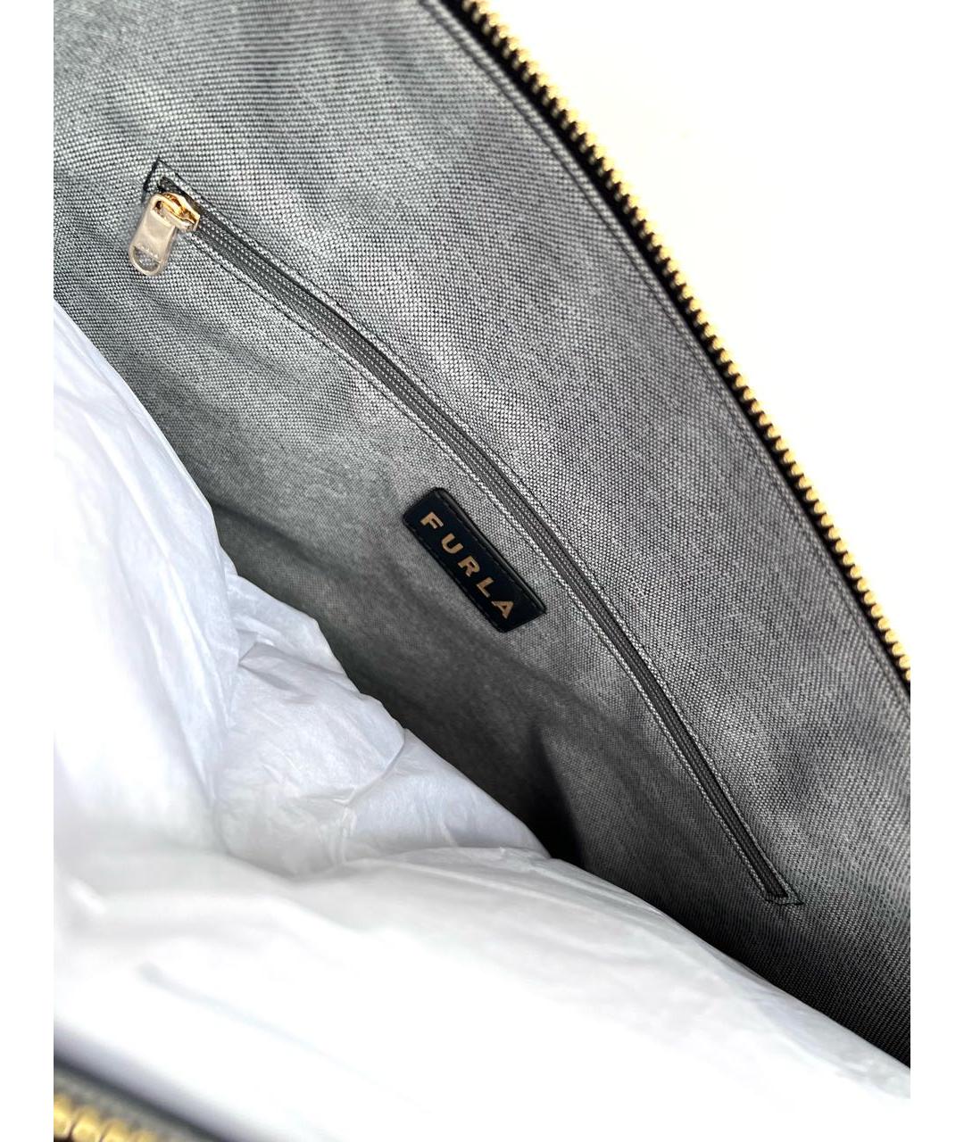 FURLA Черная кожаная сумка тоут, фото 4