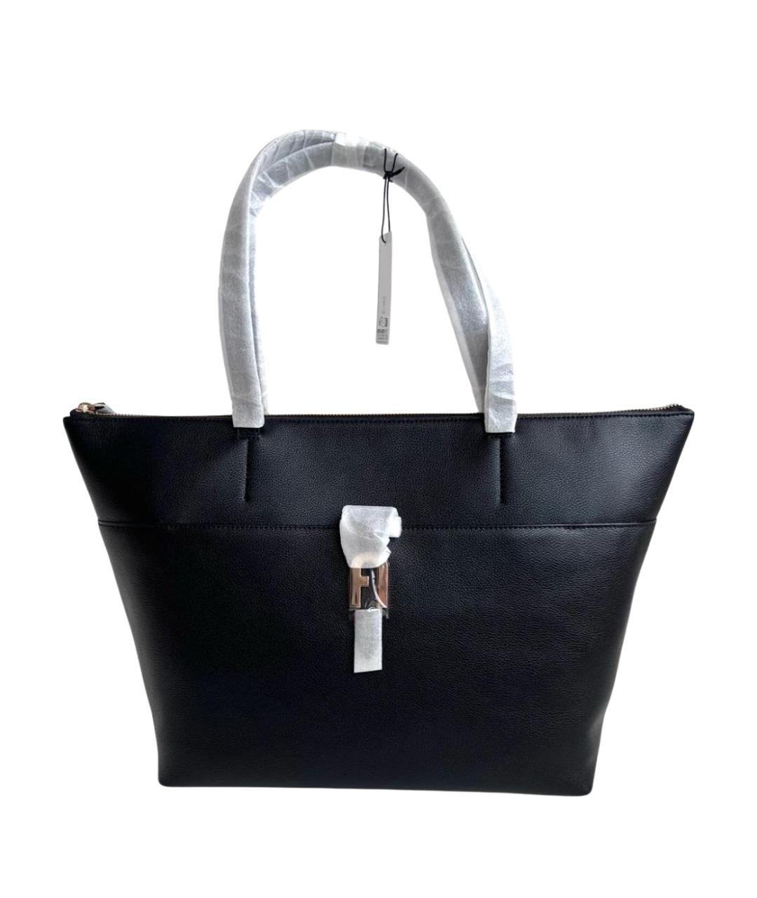 FURLA Черная кожаная сумка тоут, фото 1