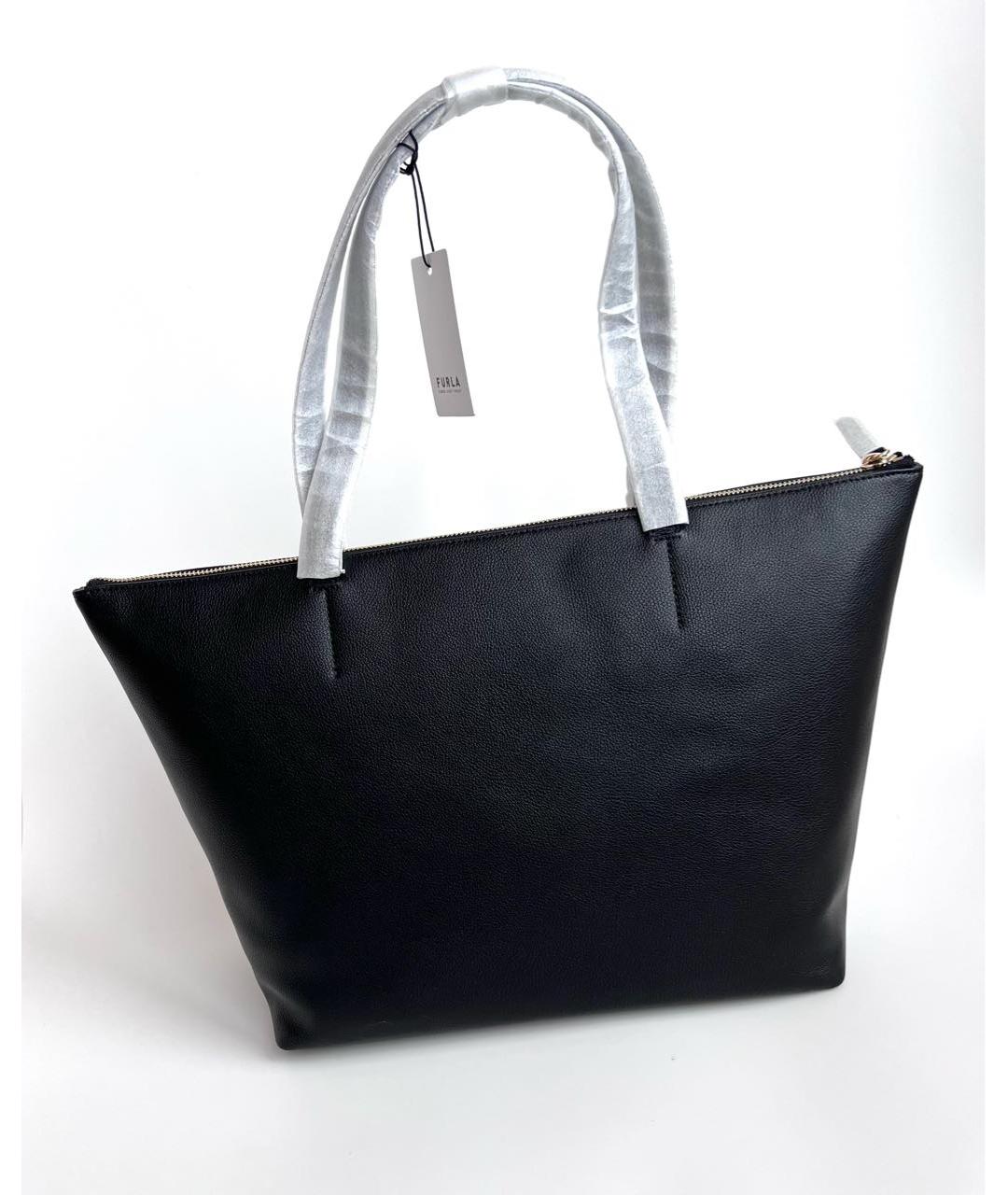 FURLA Черная кожаная сумка тоут, фото 3