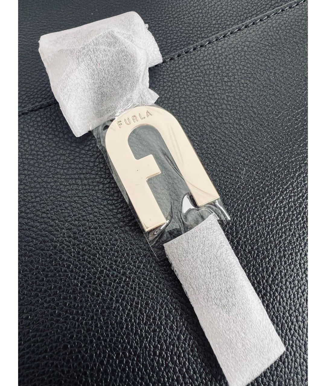 FURLA Черная кожаная сумка тоут, фото 6