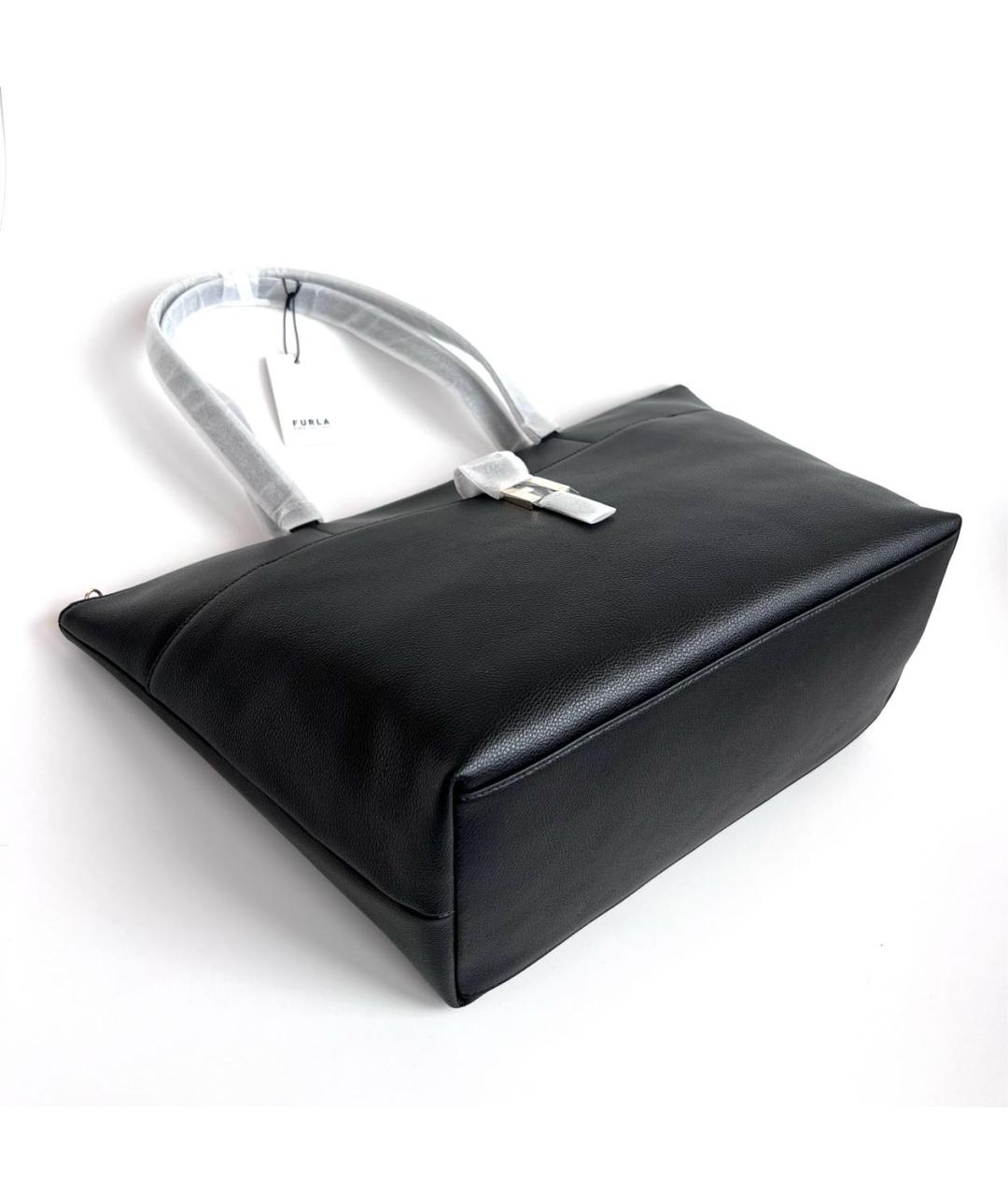 FURLA Черная кожаная сумка тоут, фото 5