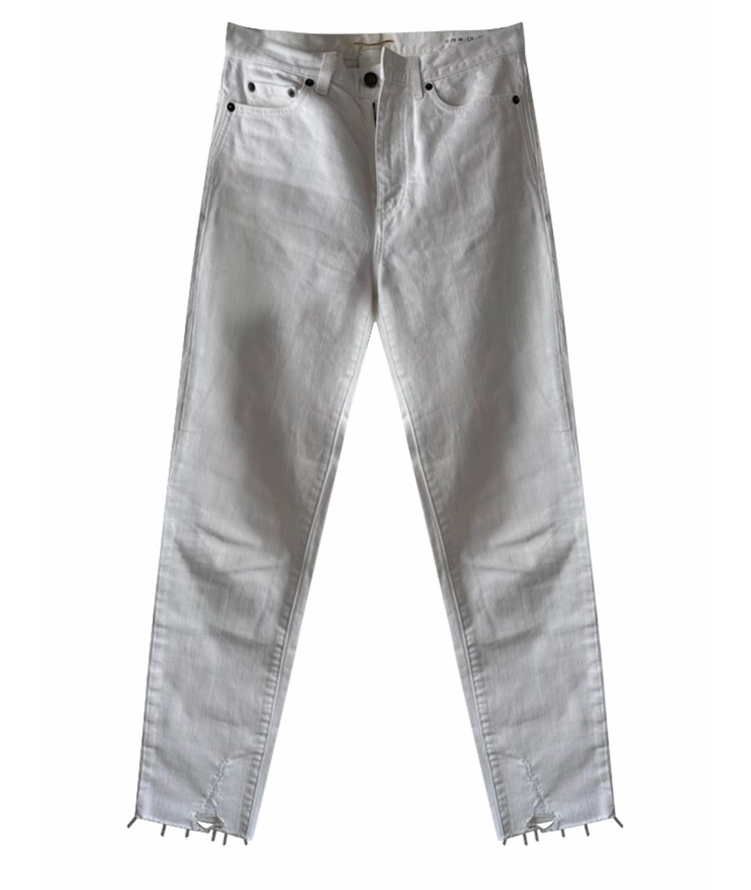 SAINT LAURENT Белые хлопковые прямые джинсы, фото 1