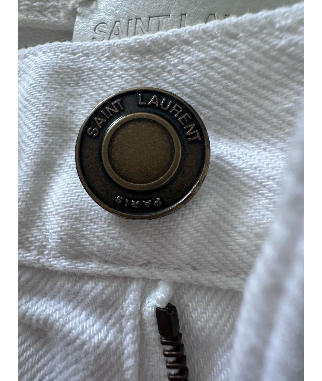 SAINT LAURENT Белые хлопковые прямые джинсы, фото 4