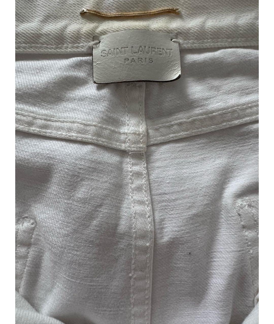 SAINT LAURENT Белые хлопковые прямые джинсы, фото 3