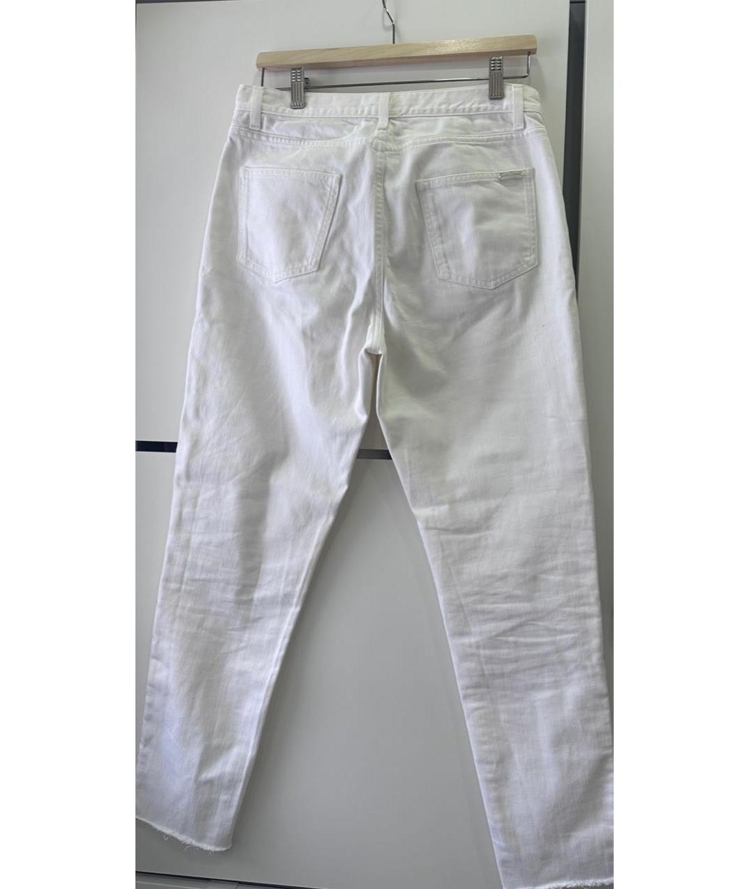 SAINT LAURENT Белые хлопковые прямые джинсы, фото 2