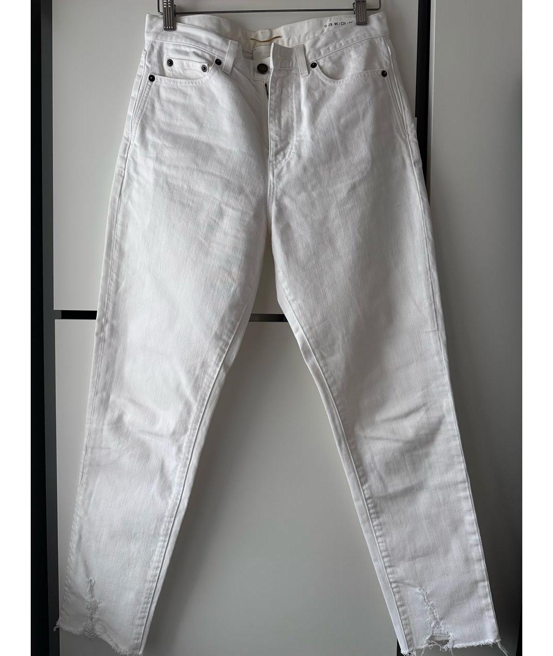 SAINT LAURENT Белые хлопковые прямые джинсы, фото 5