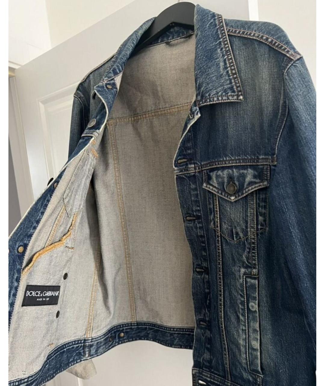 DOLCE&GABBANA Темно-синяя деним куртка, фото 5