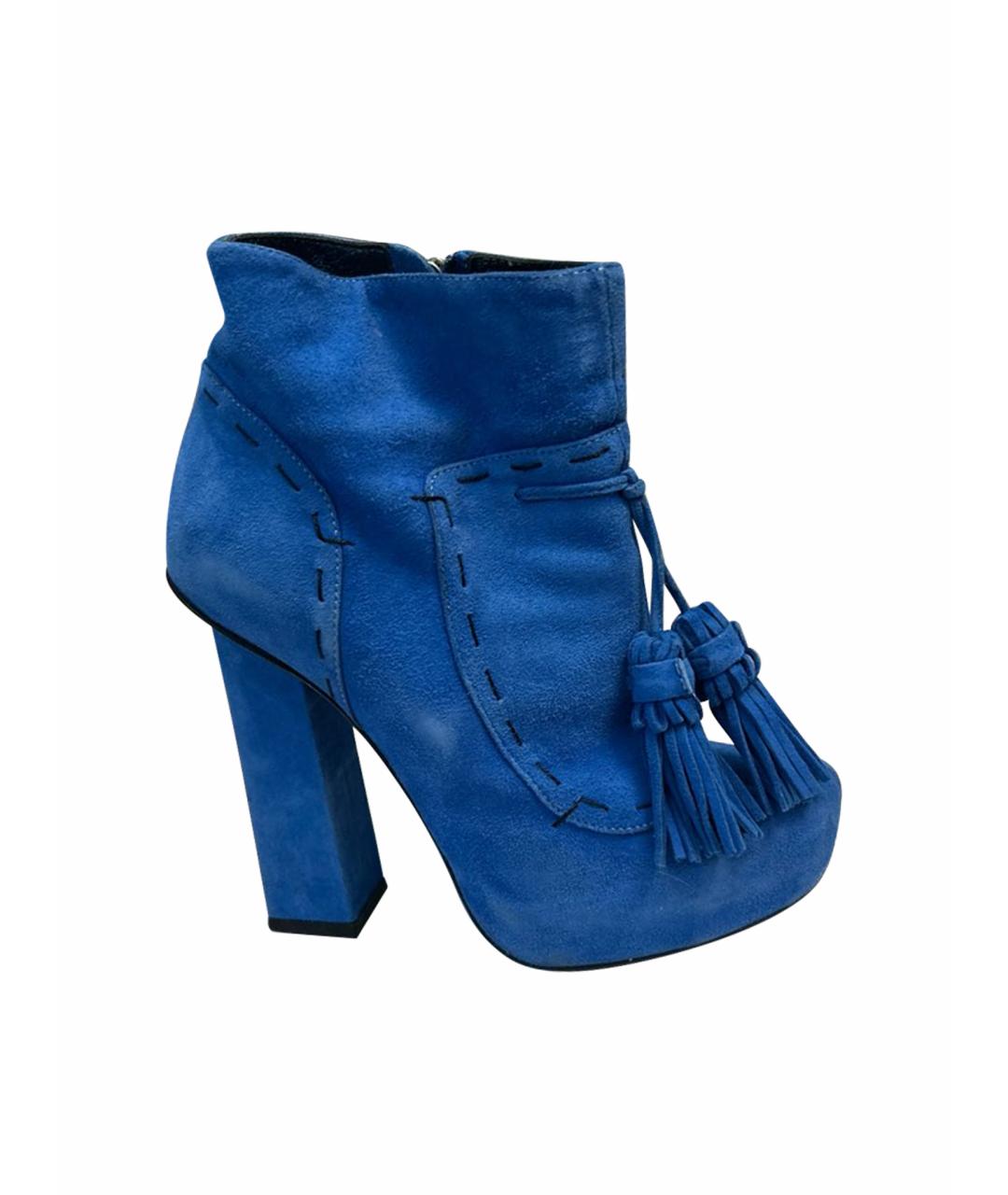 POLLINI Синие замшевые ботильоны, фото 1