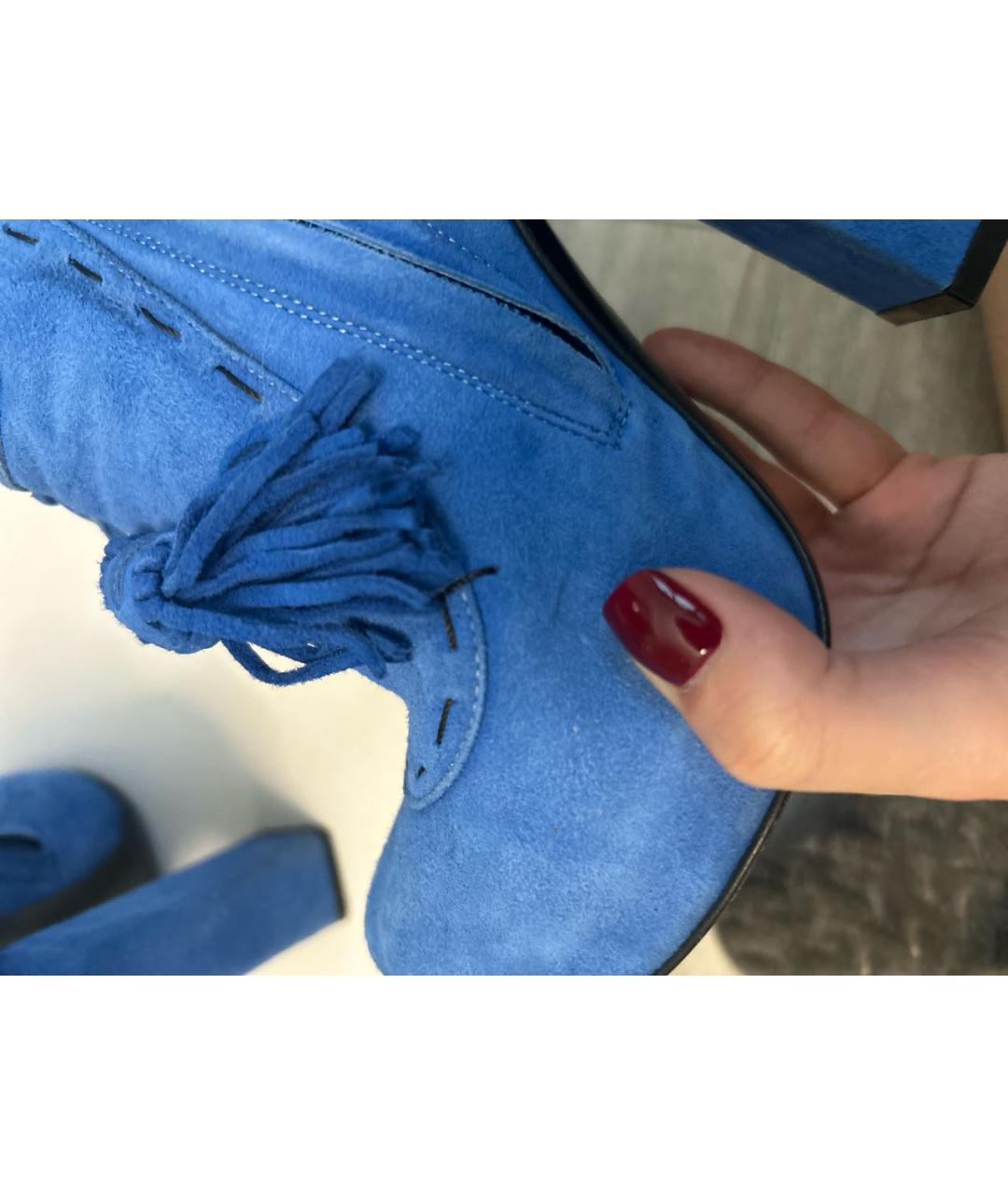 POLLINI Синие замшевые ботильоны, фото 8