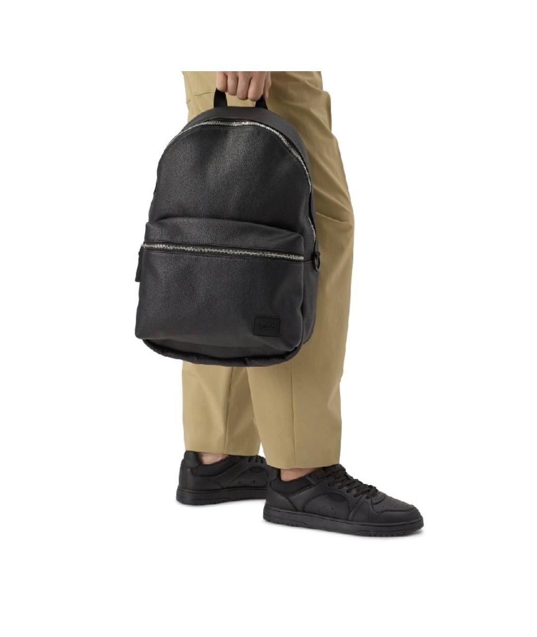 HUGO Черный рюкзак из искусственной кожи, фото 5