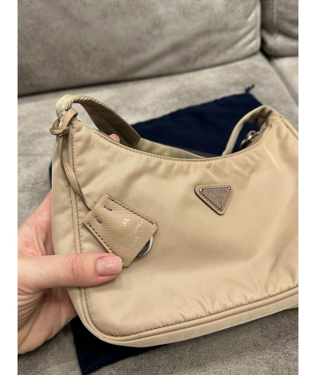 PRADA Бежевая сумка с короткими ручками, фото 4