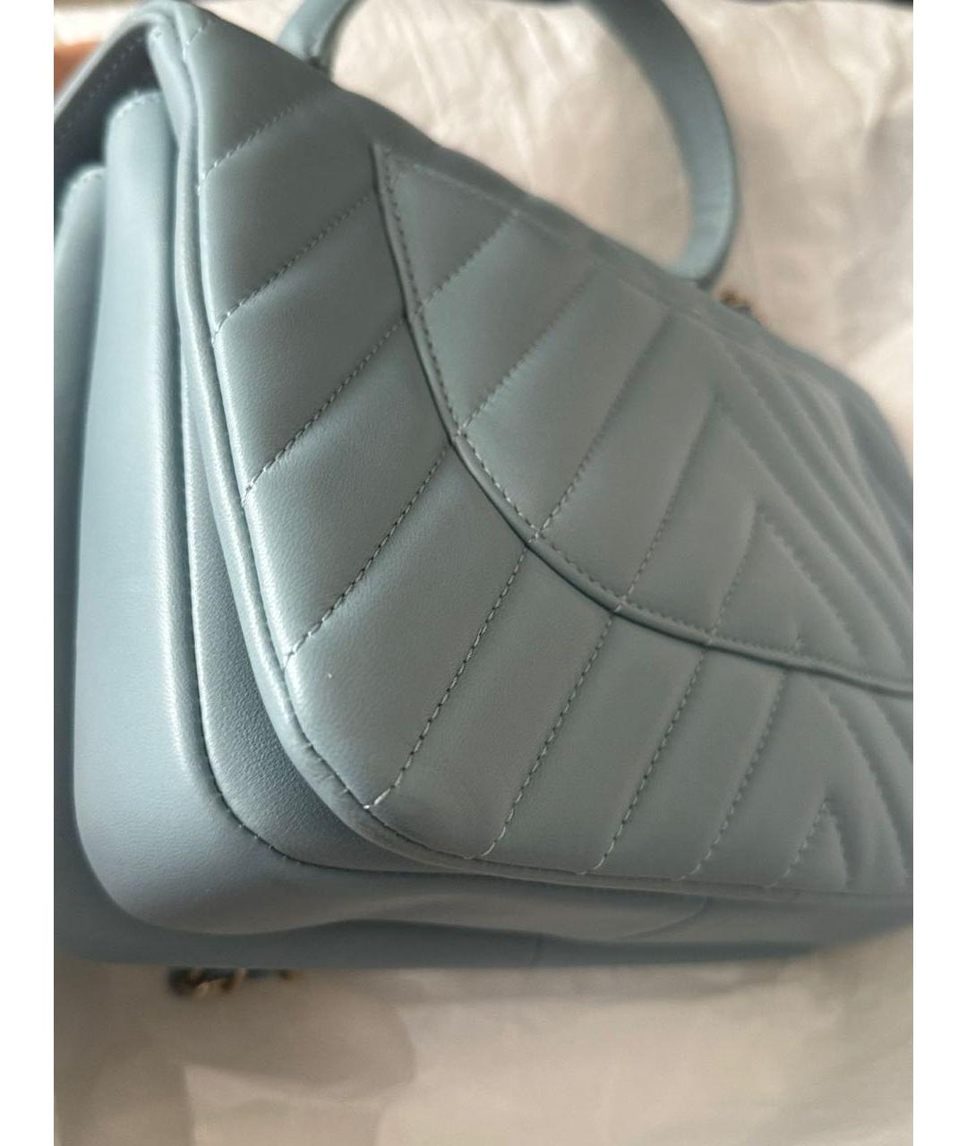 CHANEL Голубая кожаная сумка через плечо, фото 3