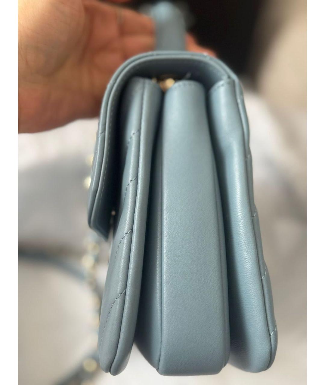 CHANEL Голубая кожаная сумка через плечо, фото 2