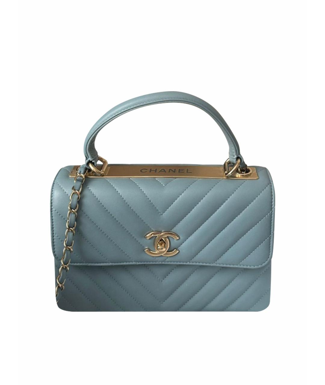 CHANEL Голубая кожаная сумка через плечо, фото 9
