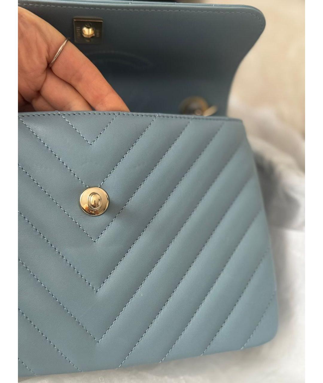 CHANEL Голубая кожаная сумка через плечо, фото 8