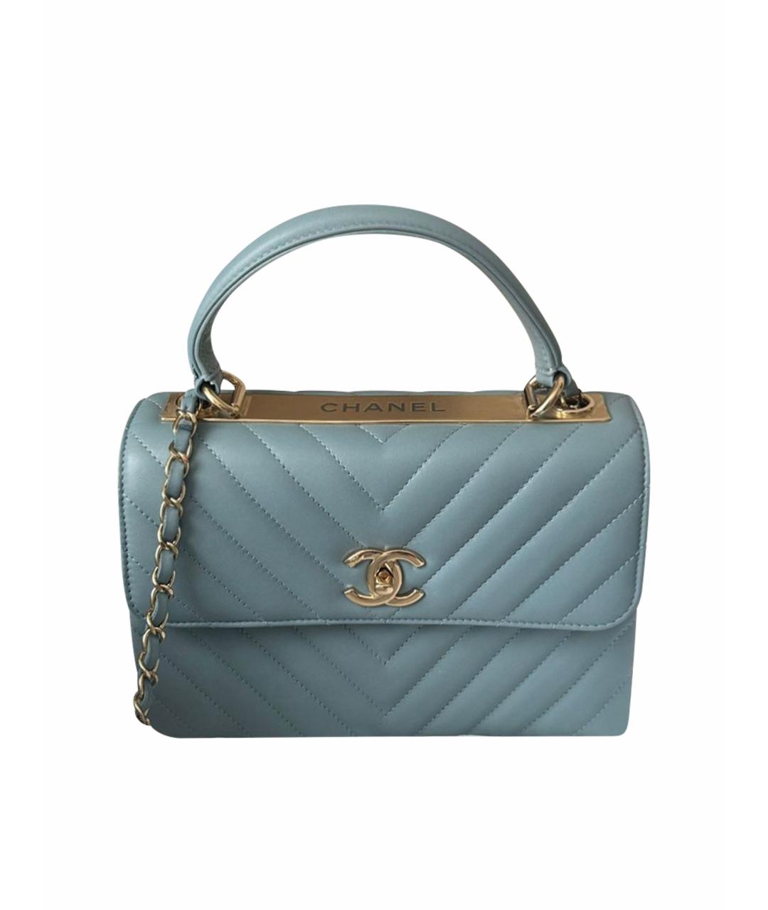 CHANEL Голубая кожаная сумка через плечо, фото 1