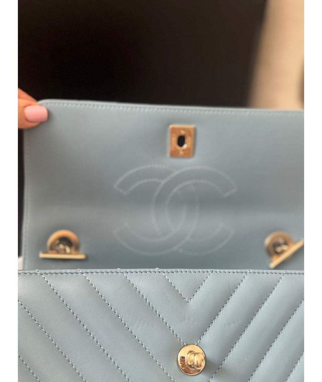 CHANEL Голубая кожаная сумка через плечо, фото 5