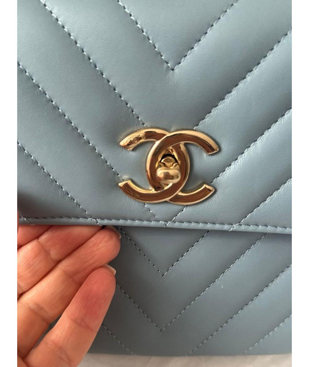 CHANEL Голубая кожаная сумка через плечо, фото 6