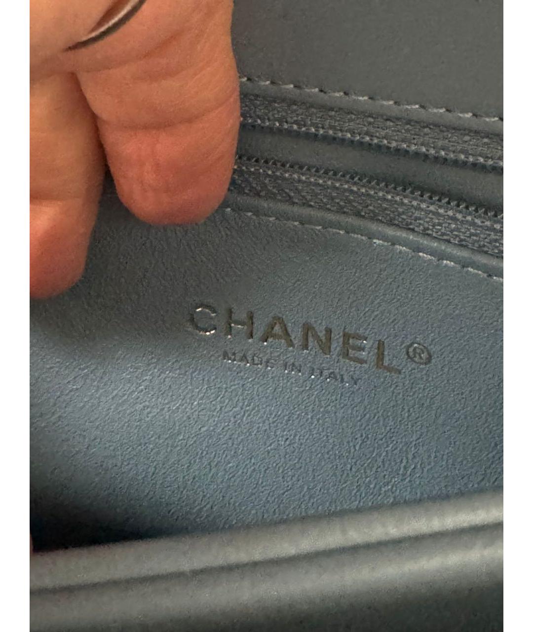 CHANEL Голубая кожаная сумка через плечо, фото 4