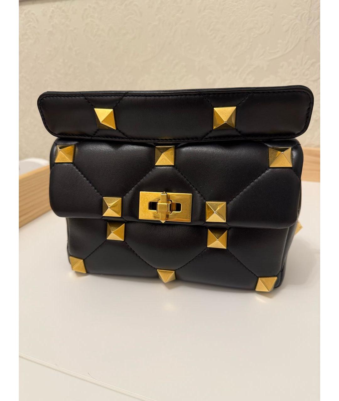 VALENTINO Черная кожаная сумка с короткими ручками, фото 2