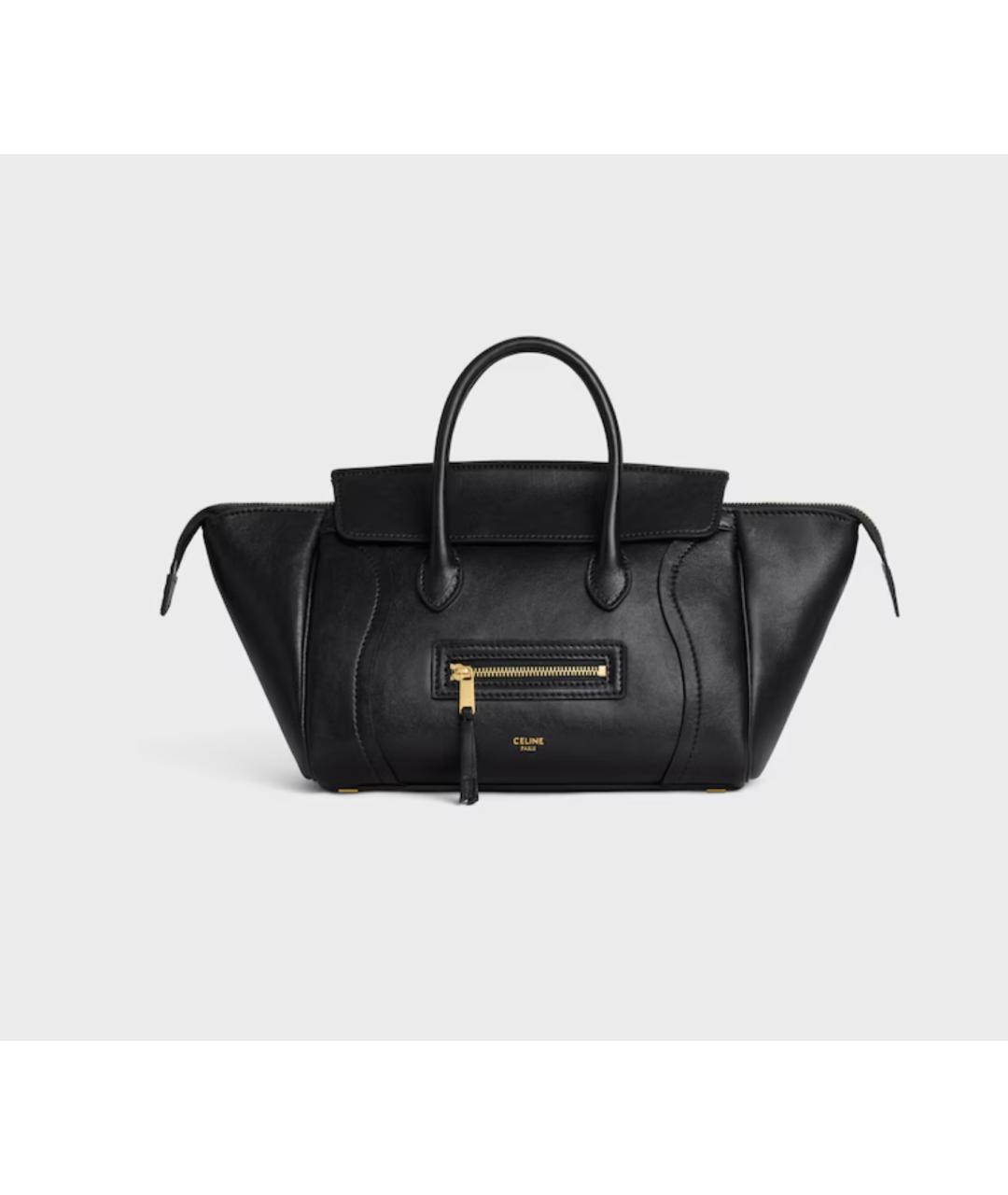 CELINE Черная кожаная сумка с короткими ручками, фото 5