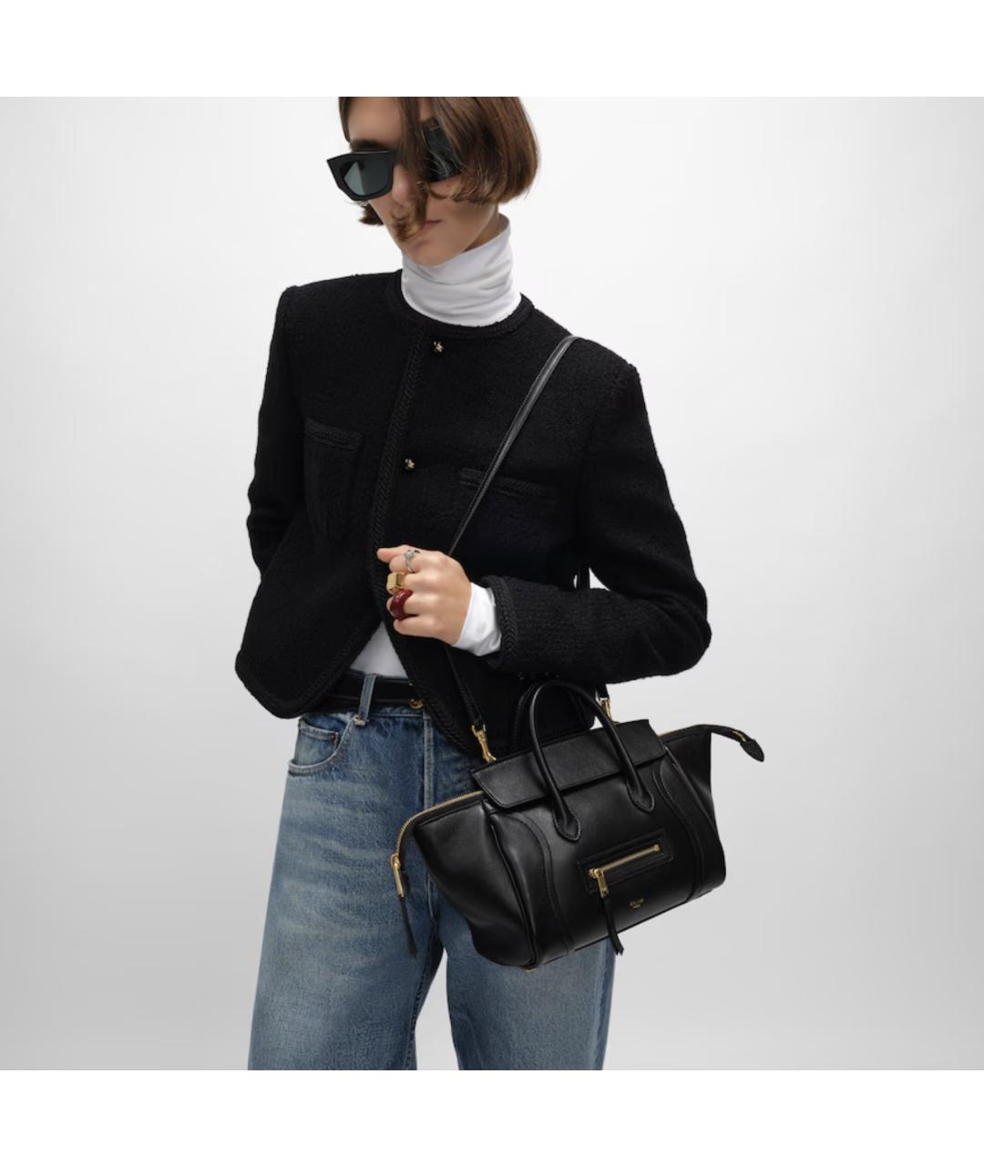 CELINE Черная кожаная сумка с короткими ручками, фото 3