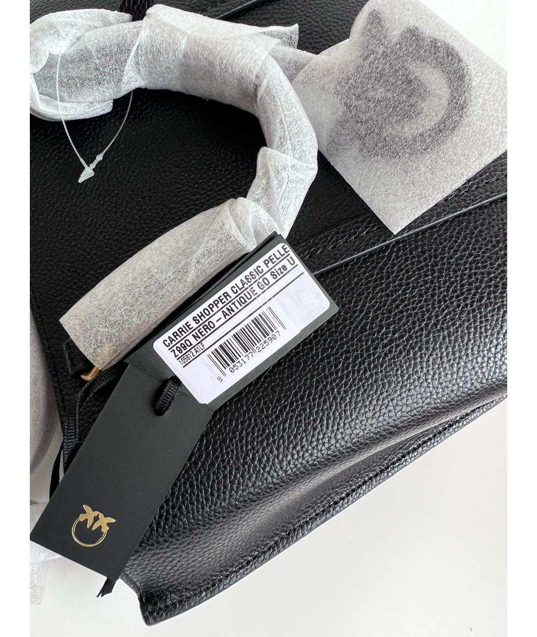 PINKO Черная кожаная сумка с короткими ручками, фото 7