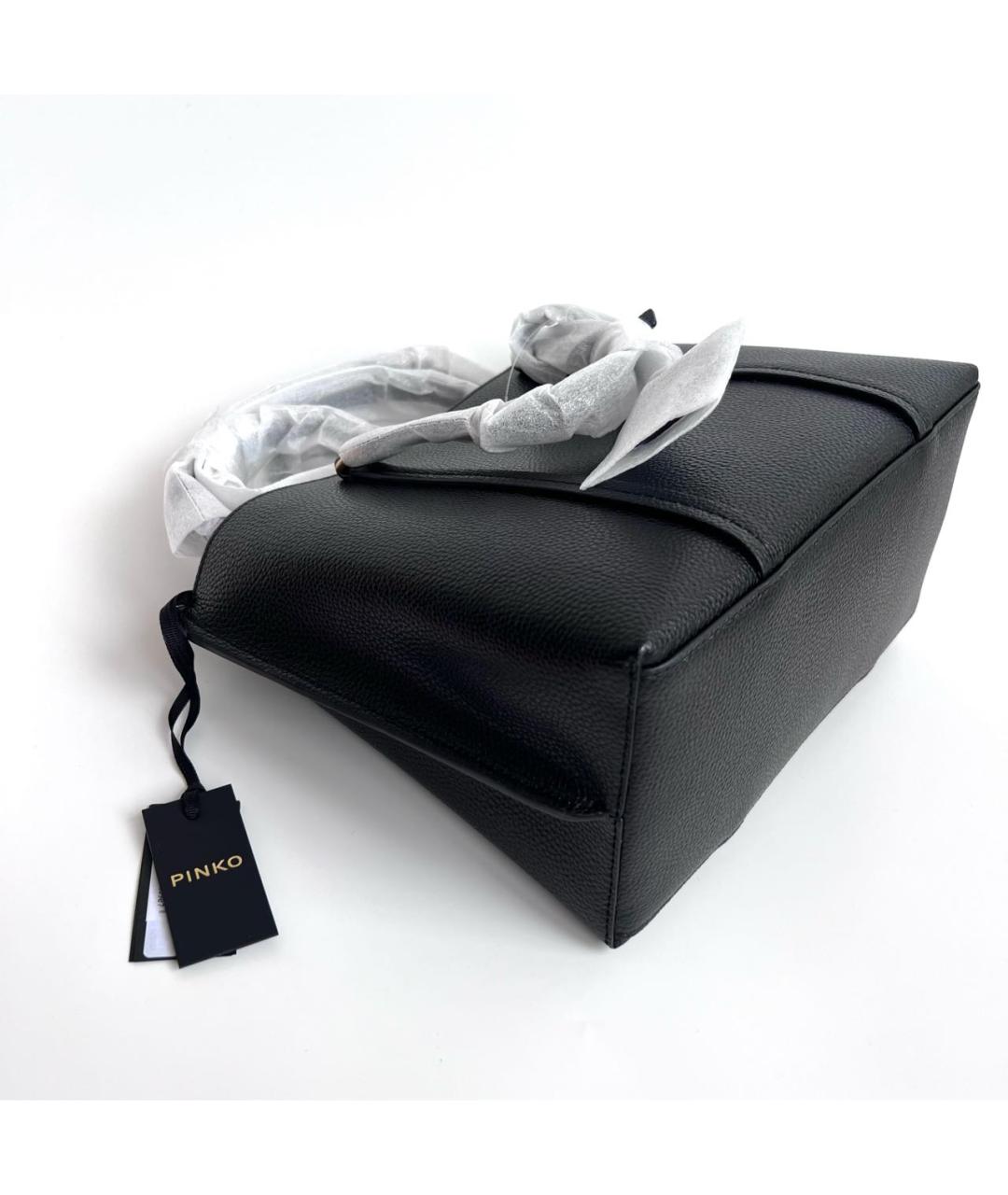 PINKO Черная кожаная сумка с короткими ручками, фото 5