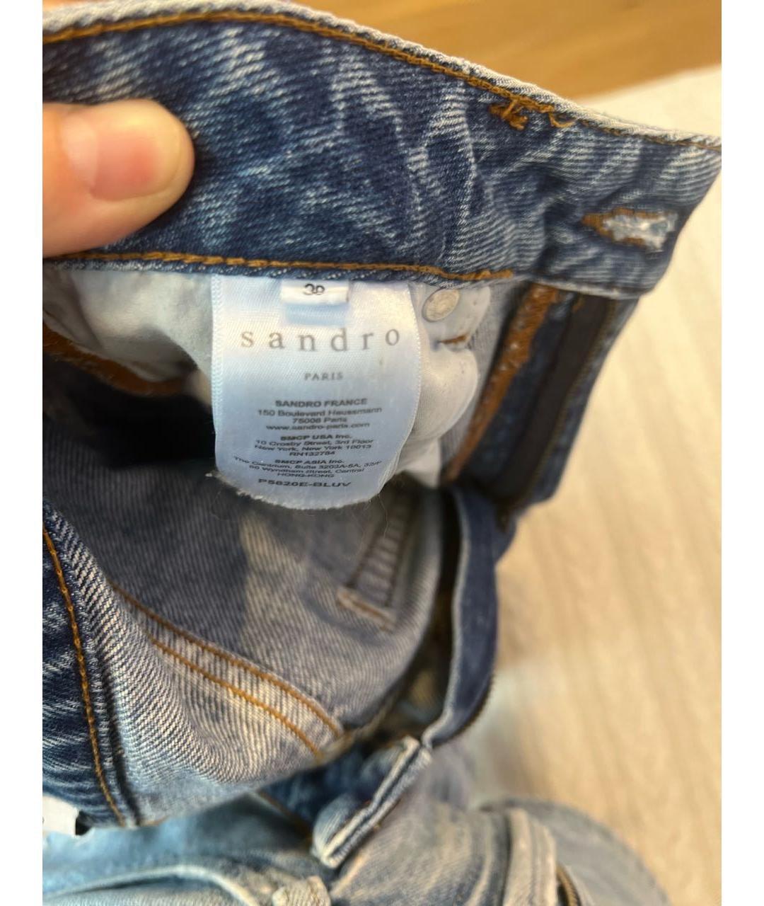 SANDRO Синие хлопковые прямые джинсы, фото 4