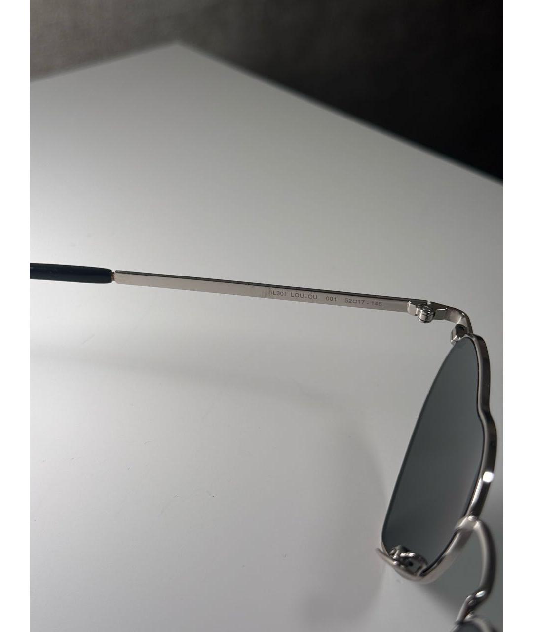 SAINT LAURENT Антрацитовые металлические солнцезащитные очки, фото 6
