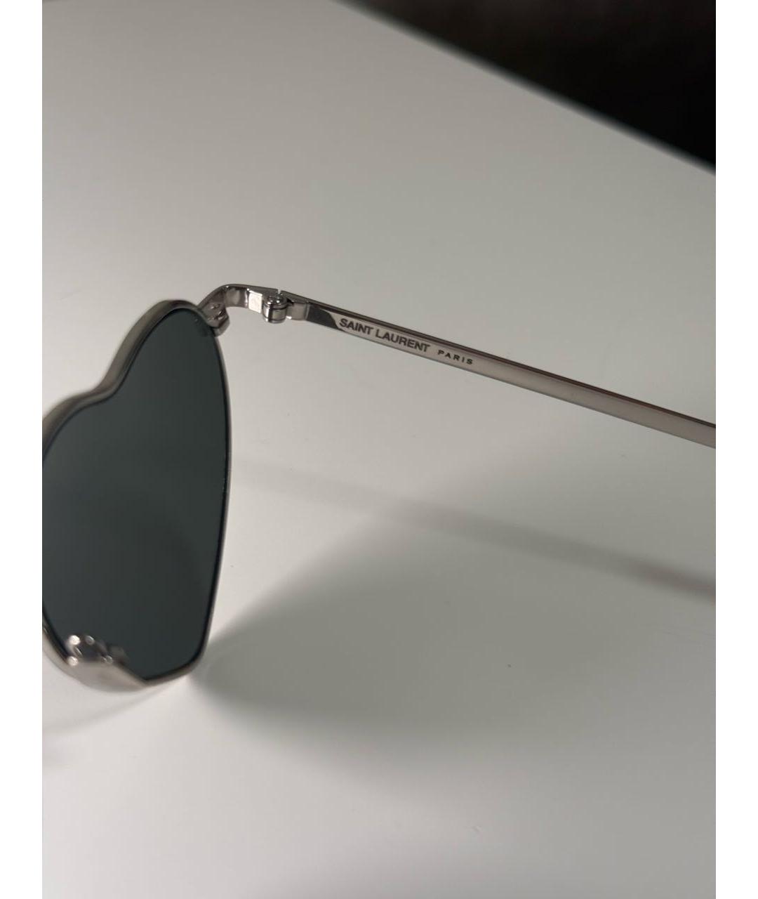 SAINT LAURENT Антрацитовые металлические солнцезащитные очки, фото 5