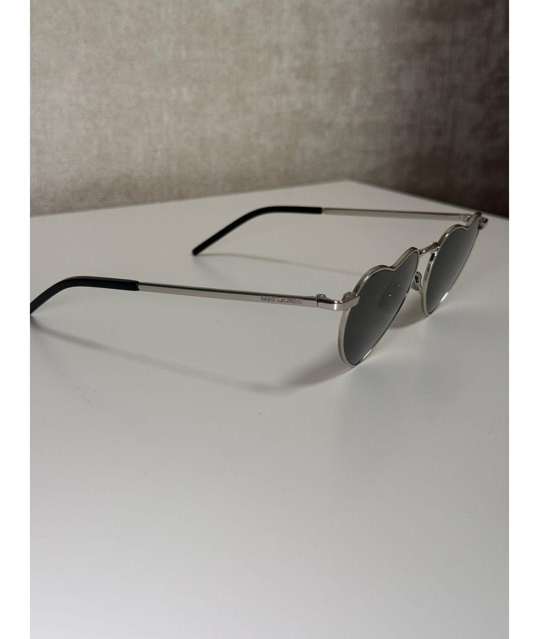SAINT LAURENT Антрацитовые металлические солнцезащитные очки, фото 2