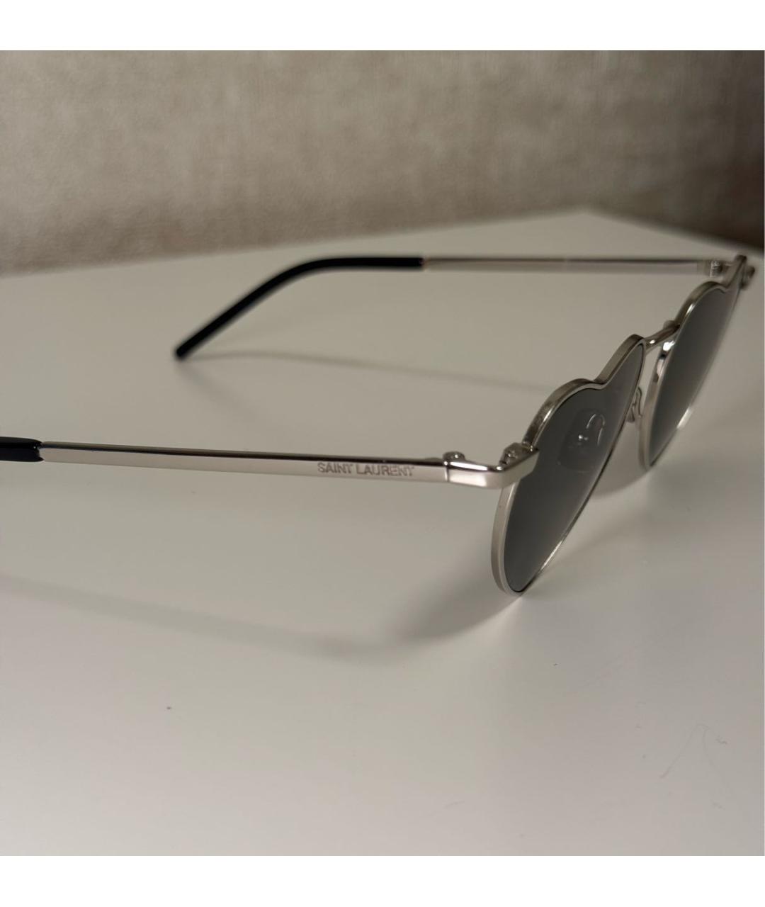 SAINT LAURENT Антрацитовые металлические солнцезащитные очки, фото 3