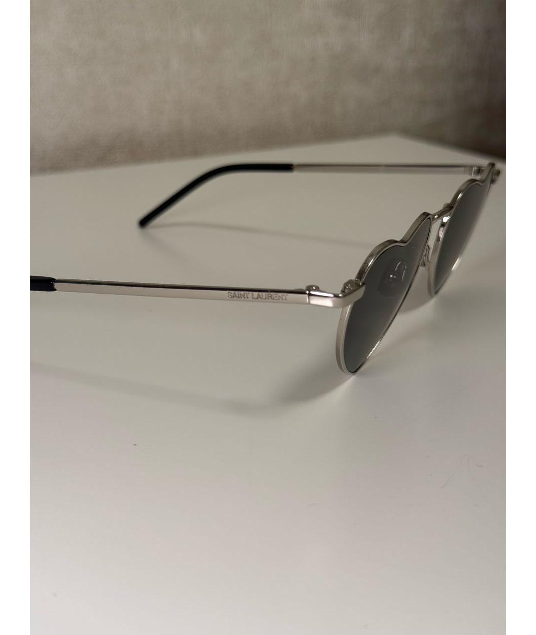 SAINT LAURENT Антрацитовые металлические солнцезащитные очки, фото 4