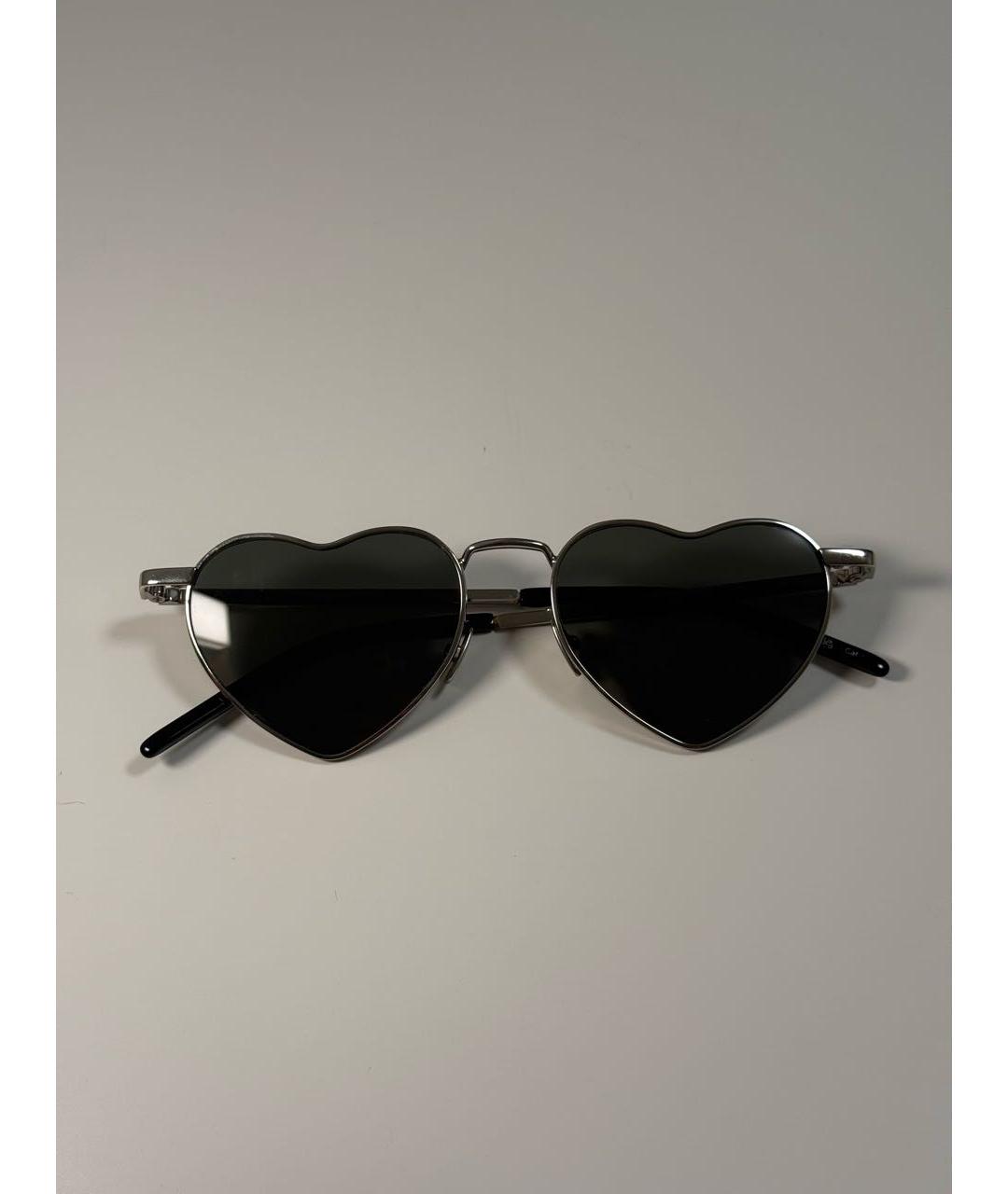 SAINT LAURENT Антрацитовые металлические солнцезащитные очки, фото 7