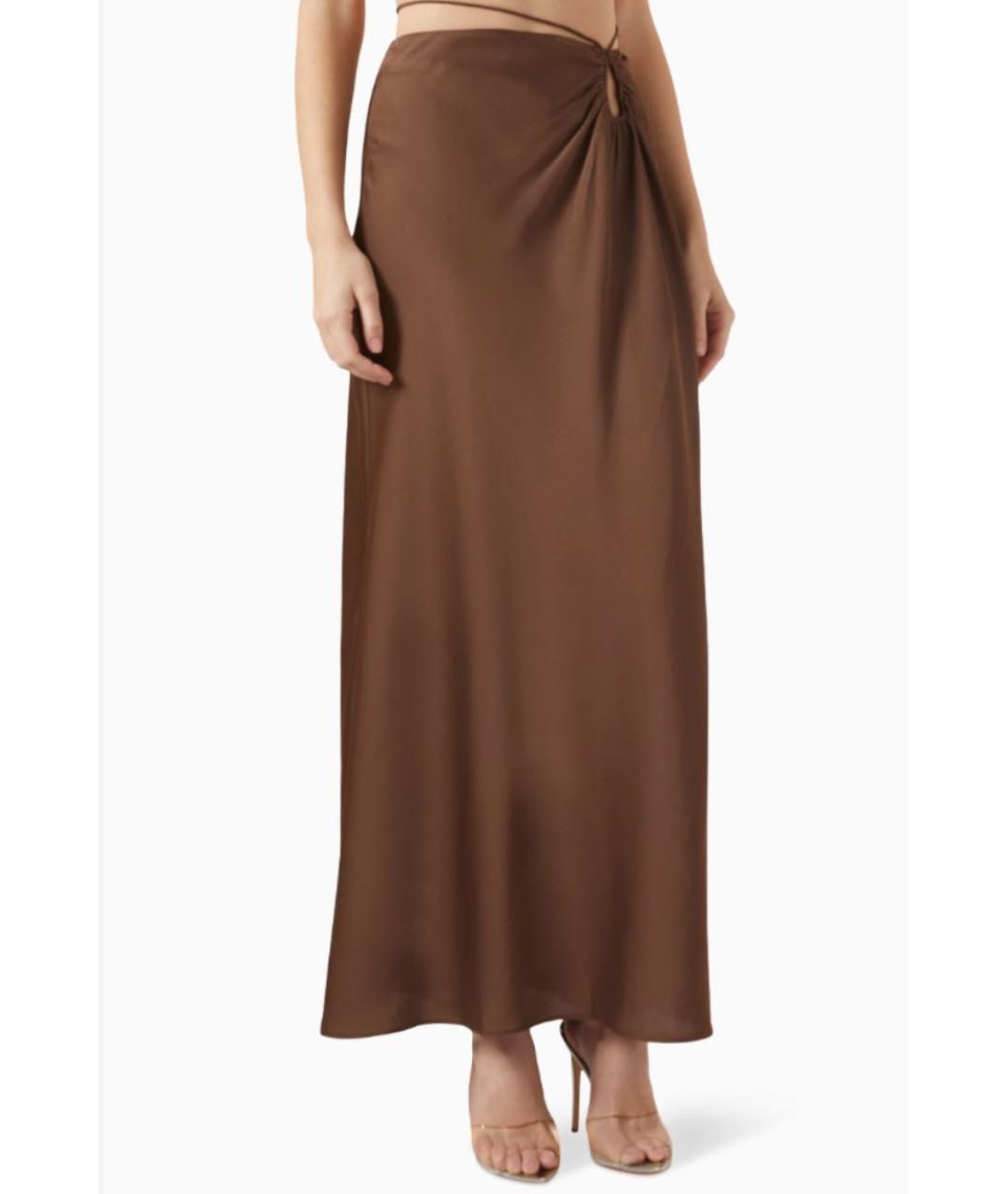 MISHA COLLECTION Коричневая полиэстеровая юбка миди, фото 5