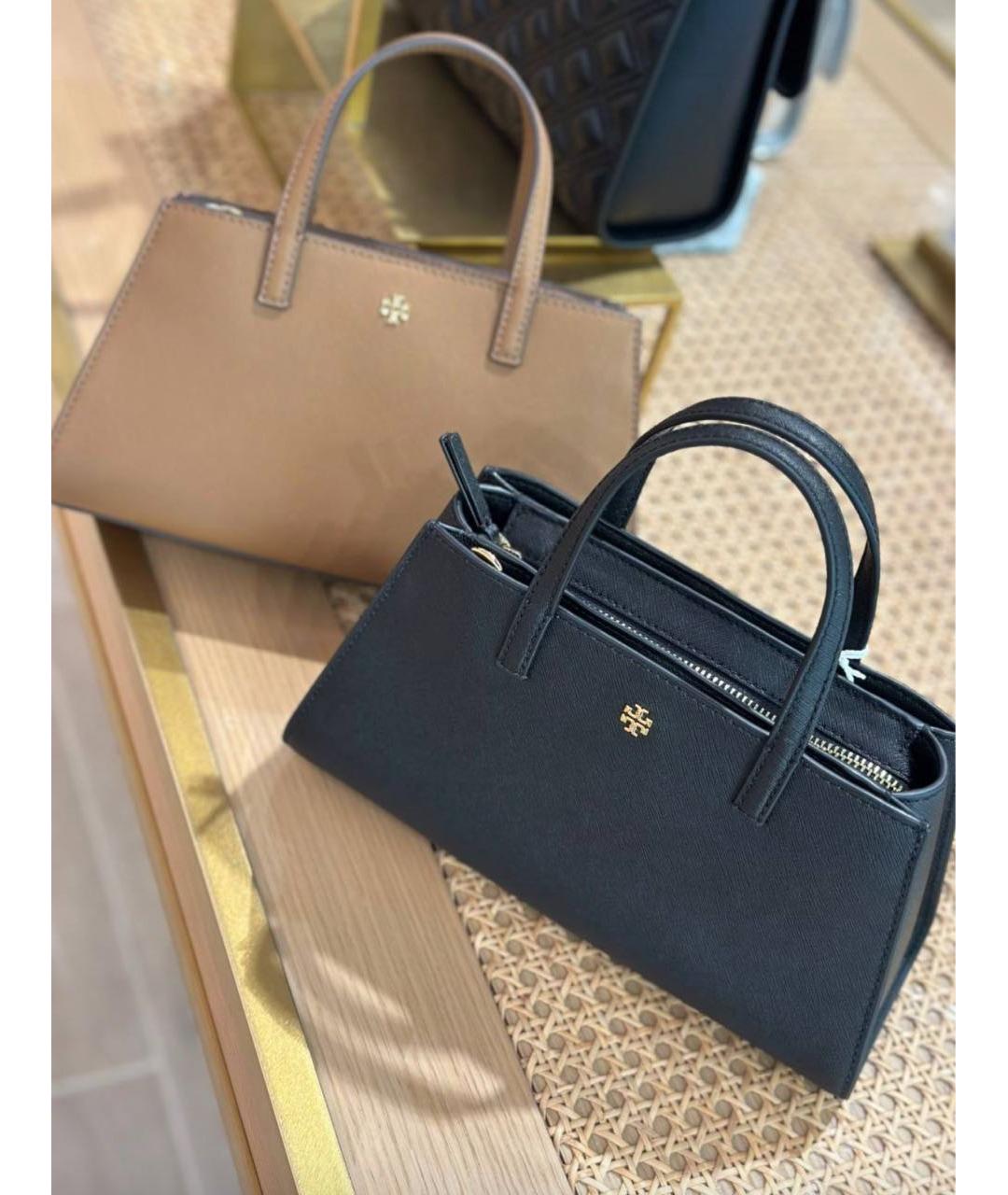 TORY BURCH Черная кожаная сумка с короткими ручками, фото 8