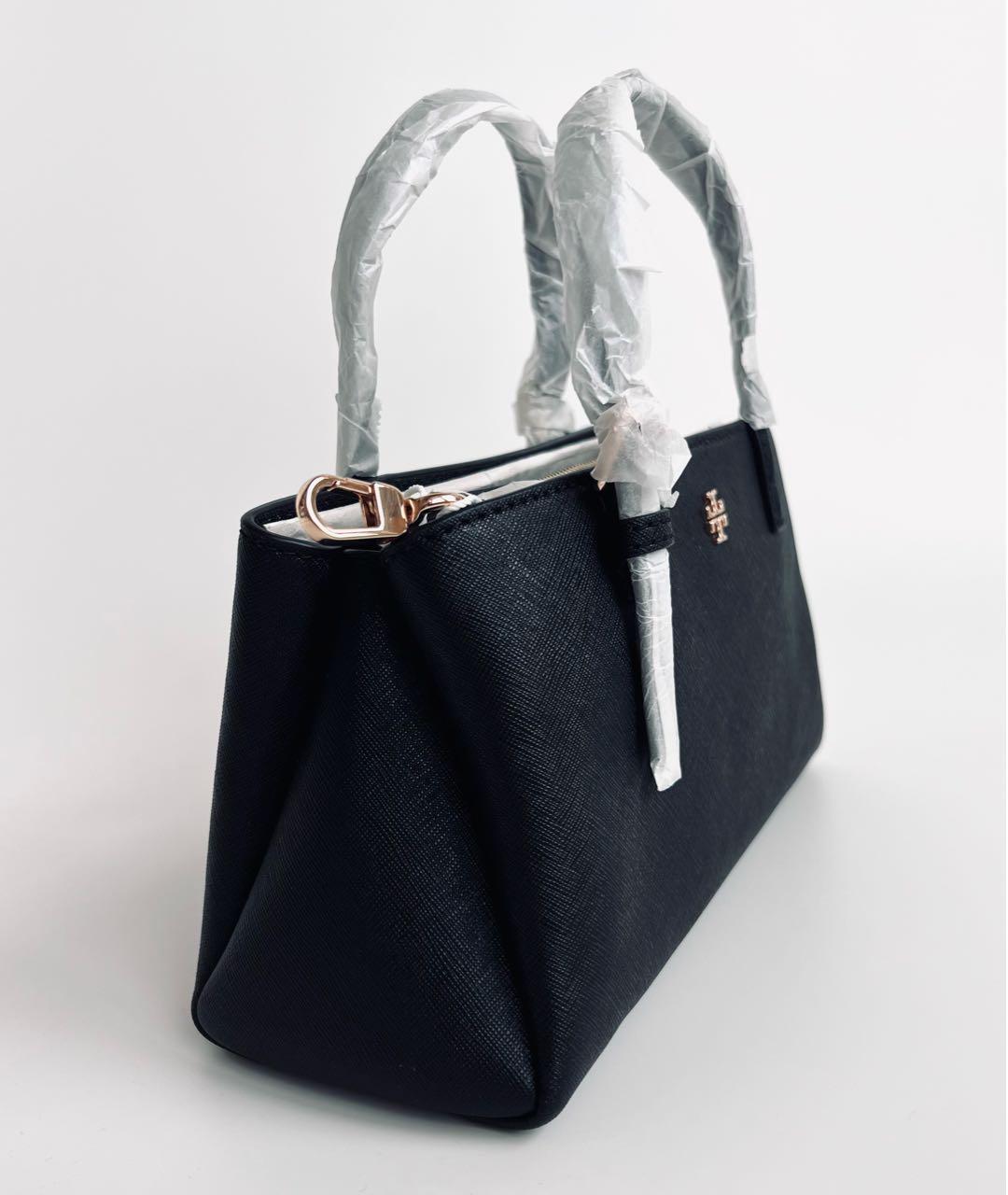 TORY BURCH Черная кожаная сумка с короткими ручками, фото 5