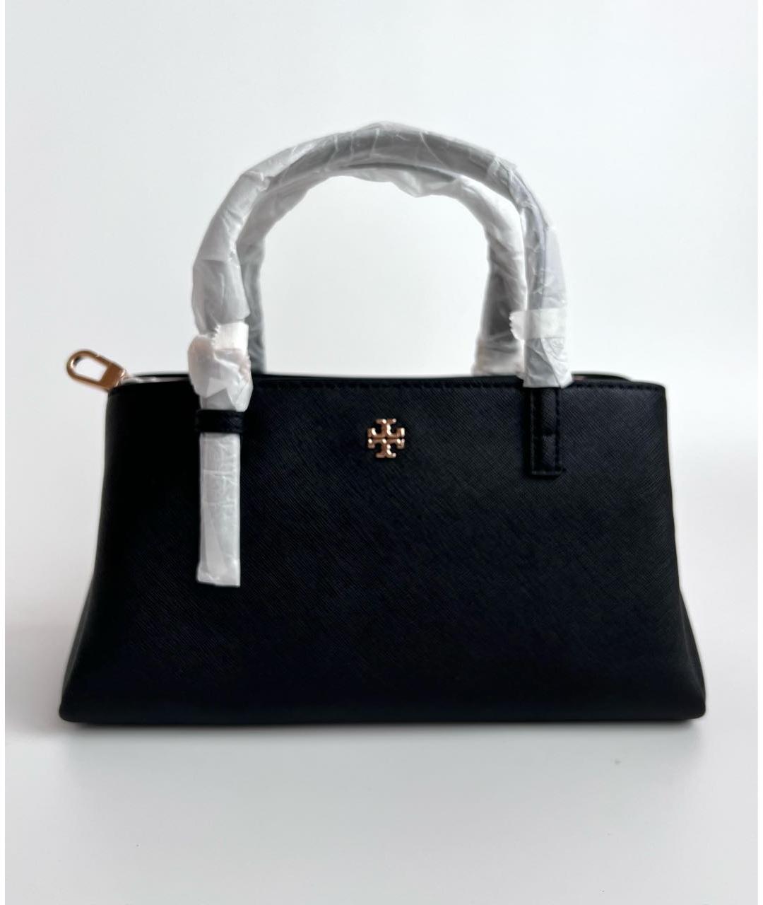 TORY BURCH Черная кожаная сумка с короткими ручками, фото 4